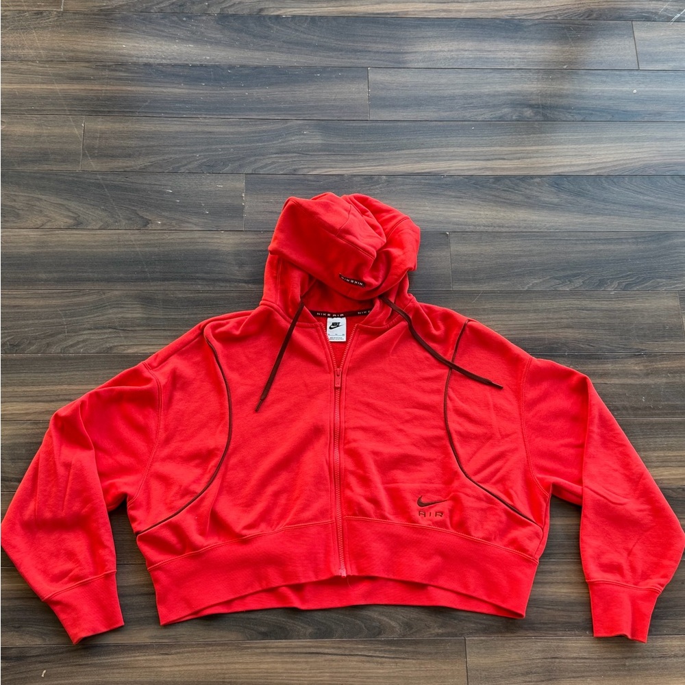Nike Red Zip-Up Hoodie with Black Accents